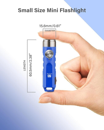 RovyVon Aurora A1 G4 USB C Rechargeable Mini Flashlight, Small Bright Keychain Flashlight 650 High Lumens EDC Flashlight Gadget with Clip for Camping, Hiking, Emergencies (Blue)