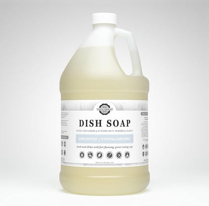 Rustic Strength Unscented Dish Soap, Gallon Plastic | High-Lathering, Concentrated,Plant-Based Formula,No Added Fragrance