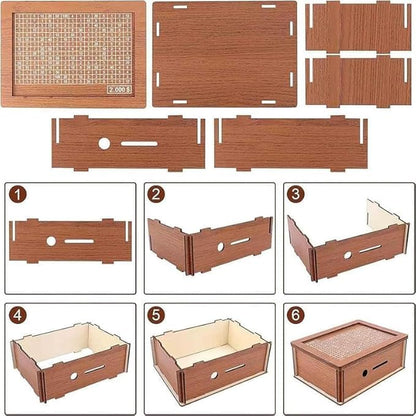Wooden Coin Bank Money Saving Box, Cash Vault Wooden Savings Box, Wooden Digital Piggy Bank with Counting Target, Money Vault Savings for Boys and Girls (10000 Savings Challenge Box)
