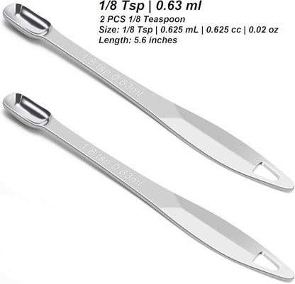 2 Pcs 1/8 Teaspoon Stainless Steel Single Measuring Spoon, Long Handle Metal