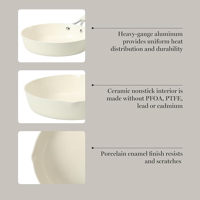Martha Stewart Heathland 9.5 Inch Aluminum Cookware Non-Toxic Premium Ceramic