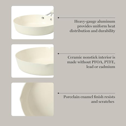 Martha Stewart Heathland 9.5 Inch Aluminum Cookware Non-Toxic Premium Ceramic