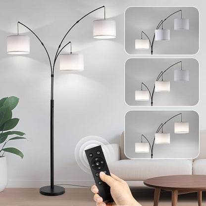 Fansdrick Floor lamp with Remote, 3 Light Arc Floor Lamps