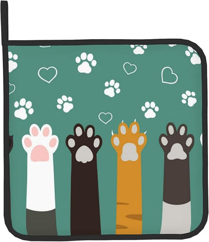 Cat Oven Mitt Potholders Sets