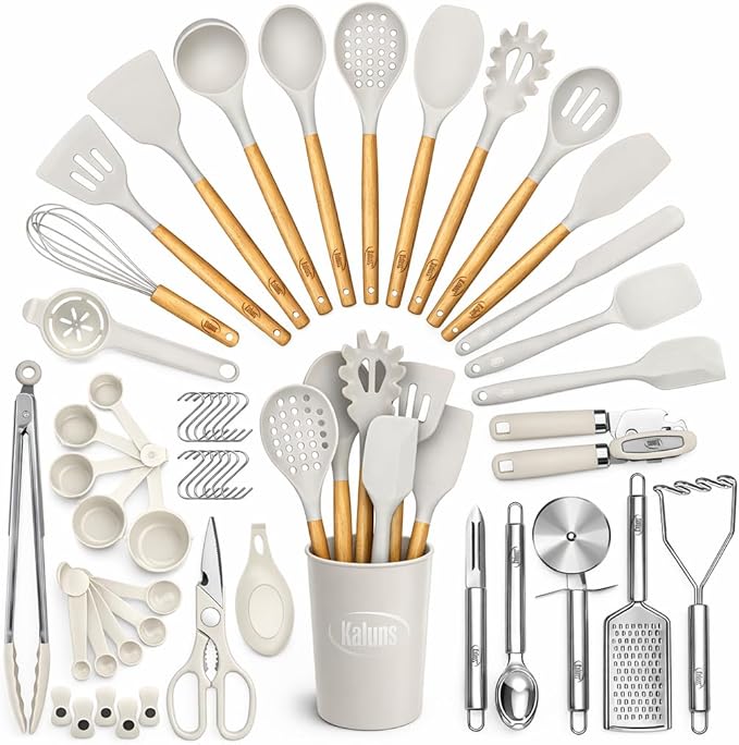 Kaluns 50 PCS Silicone Kitchen Utensils Set Complete Kitchen Set