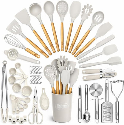 Kaluns 50 PCS Silicone Kitchen Utensils Set Complete Kitchen Set