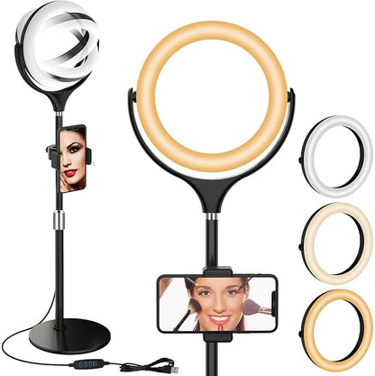 8 inch Desk Ring Light with Stand, Adjustable Computer Circle Light