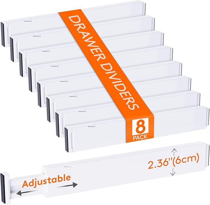 Lifewit 8 Pack 2.36" High Drawer Dividers 40-56cm/16-22 Adjustable Drawer