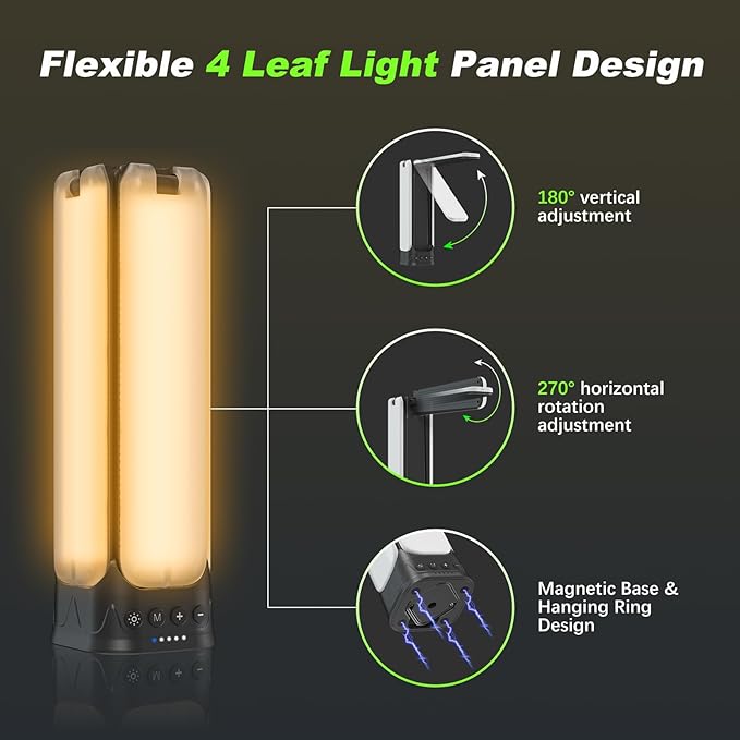 Camping Lights with Remote & Stand 6 Ft,14000 mAh Rechargeable Camping Lantern Tent Light, 6000 Lumen Magnetic Work Light,Portable Outdoor Light for Hiking,Camping,Emergency,Power Outages