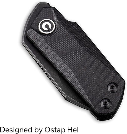 CIVIVI Ki-V Front Flipper Pocket Knife, Double Detent Slip Joint Small Folding Knife with Deep Carry Pocket Clip For Easy EDC C2108B (Black)