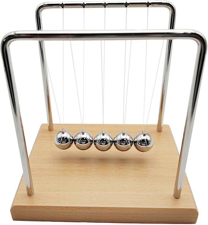 QLKUNLA Newtons Cradle Balance Balls Science Physics Gadget Desktop Decoration Kinetic Motion Toy for Home and Office (Beech,5 Balls)