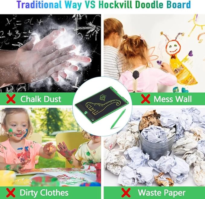 Hockvill LCD Writing Tablet for Kids 8.8 Inch, Toys for Girls Boys Drawing Pad for 3 4 5 6 7 Year Old Kid, Toddler Magnetic Doodle Board Travel Essentials Christmas Birthday Gift for Children (Green)
