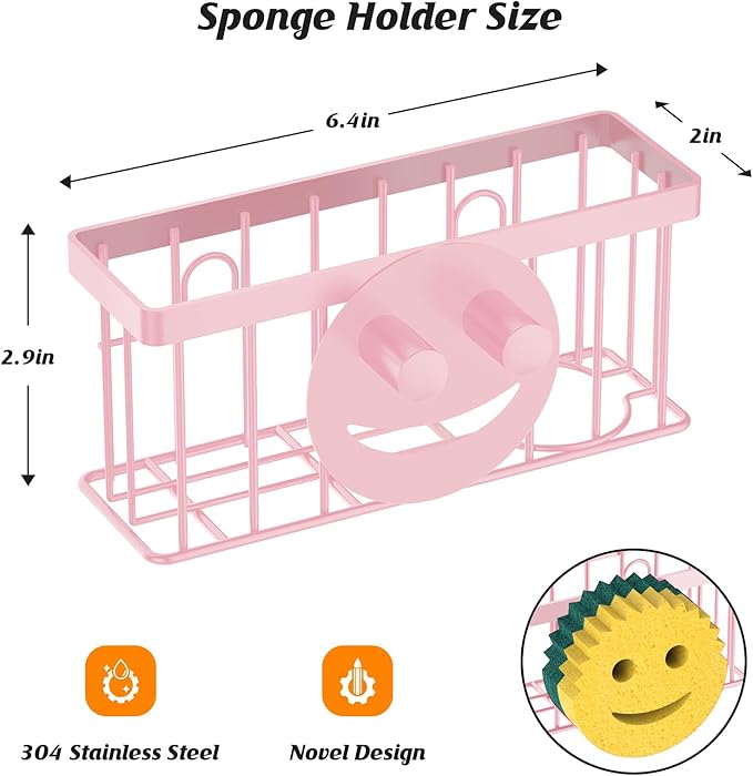 MURLONG Sponge Holder Smiley Face, Sink Caddy, Sink Organizer