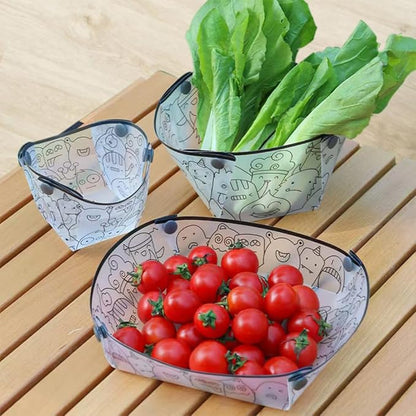 MIUPOO Collapsible Plate Set,Portable Mess Kit,Food Grade Material Free Folding Plate for Lunch Family Picnic, 8×7.5×2.2 Inches,4 Pieces.