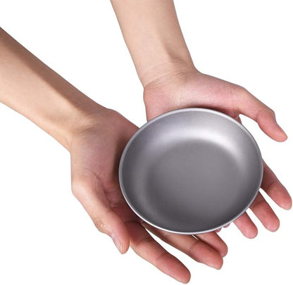 iBasingo Titanium Pan Dish Plate with Carry Mesh Bag Ultralight for Outdoor Camping Tableware Cookware Mess Kit A-Ti1101T