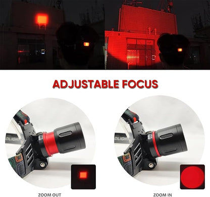 XLENTGEN Red Light Hunting Headlamp Rechargeable Red LED Headlamps 3 Modes Super Bright Red Headlamp for Coon Coyote Hog Predator Hunting Astronomy & Night Photography (Batteries Included)