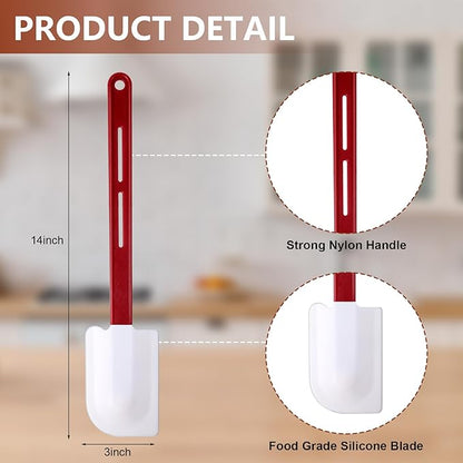 Norme 4 Pcs High Temp Silicone Spatulas Heat Resistant Rubber Spatula Commercial Silicone Scraper with Handle for Kitchen Cook Baking Mixing Utensil, Dishwasher Safe (14 Inch)