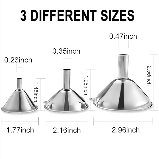 Funnels for Kitchen Bottle Filling, Lmoszuak Mini Stainless Steel Funnels