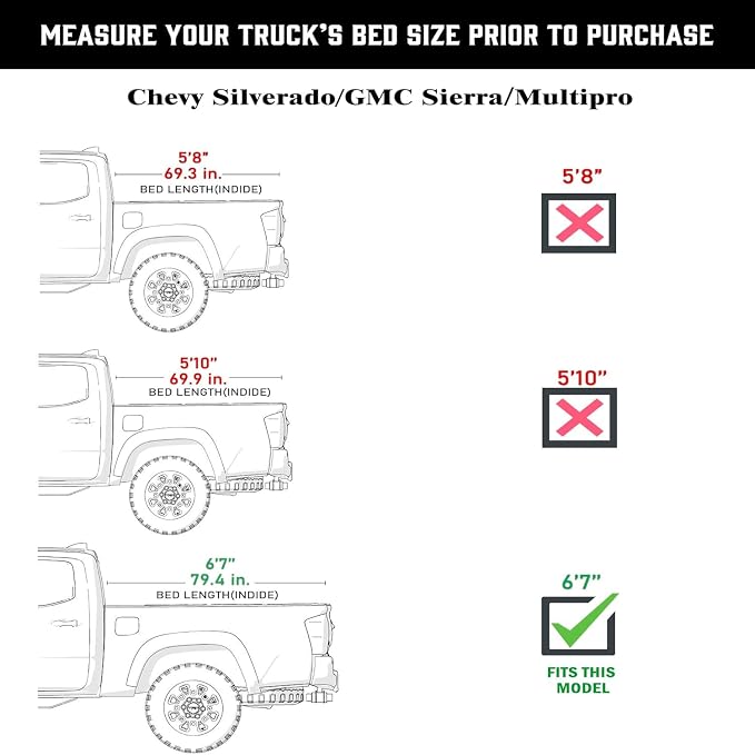 Toptiny Low Profile Hard Folding Truck Bed Tonneau Cover Fits 2019-2026 Chevy/GMC Silverado/Sierra 1500 6'7" Bed (79.4")
