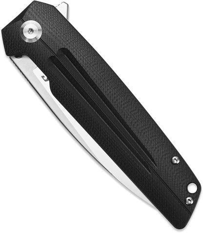 Sitivien ST152 Folding Knife,K110(D2) Steel Blade with G10 Handle EDC Tool Knife for Outdoor Camping,Hiking,Fishing(Black)