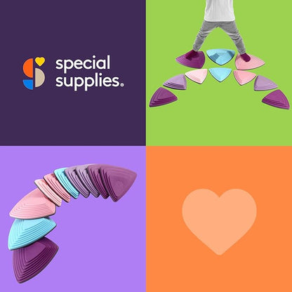 Special Supplies 10 Stepping Stones for Kids Indoor and Outdoor Balance Blocks Promote Coordination, Balance Strength Child Safe Rubber, Non-Slip Edging