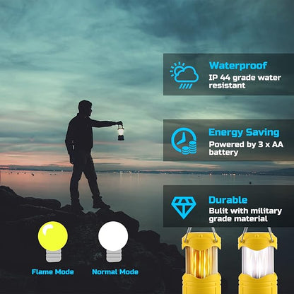 Lichamp 4 Pack LED Camping Lanterns, Collapsible Flameless Candles Tea Lights, Portable Battery Powered Camping Lights Emergency Supplies Kit, Yellow
