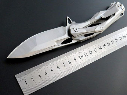 Eafengrow Folding Pocket Knife with D2 Blade Steel Handle Camping Tactical Knife (EF204-silver)