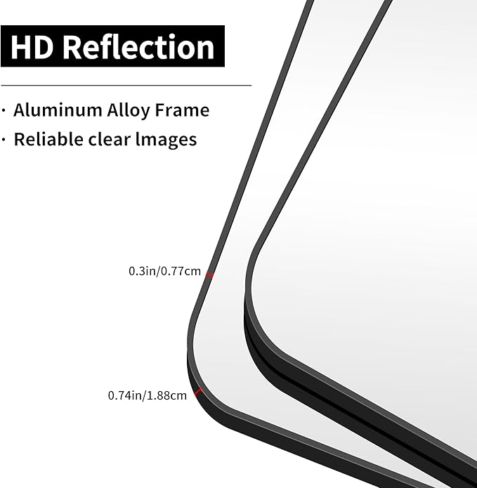 Large Bathroom Mirror, 60 x 40 inch Black Rectangle Mirror, Metal Framed