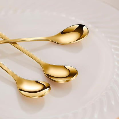 Gold Tulip/Rose Handle 12-Pcs Mini Coffee Spoons Set