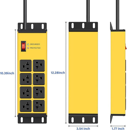 CCCEI 2PCS Heavy Duty Power Strip Surge Protector 20 AMP, 8 Outlets 12 Gauge