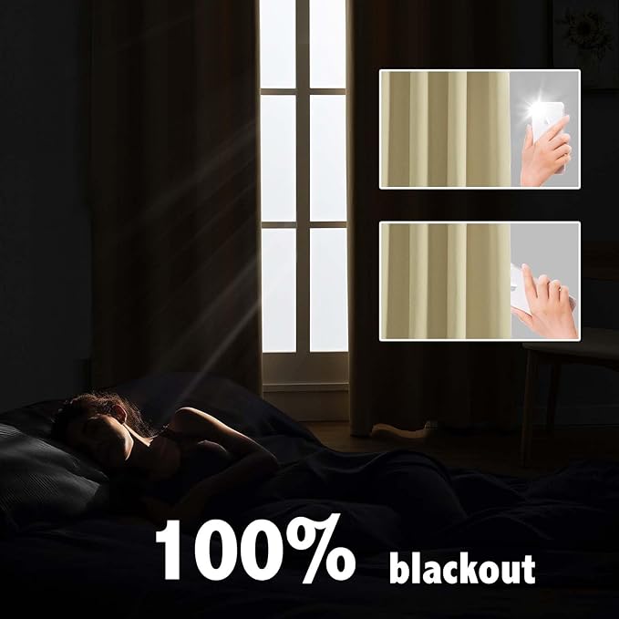 Anytime 100% Blackout Curtain 2 Panels Set, Thermal Insulated Window Drapes
