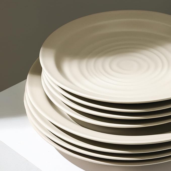 Stone Lain Orbit 4-Piece Salad Plate Set Stoneware, Beige