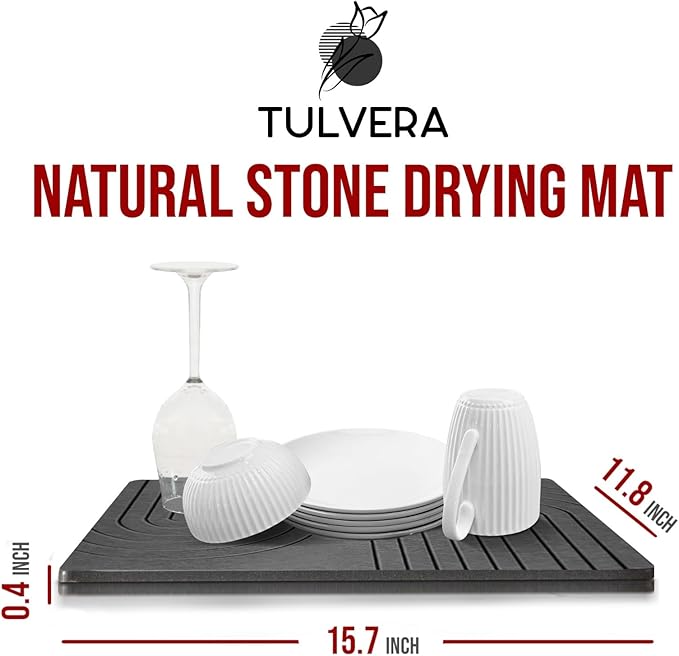 Stone Dish Drying Mat for Kitchen Counter – Diatomaceous Earth Drying Mat |