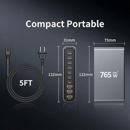 765W 10-Port GaN 3 Desktop Charging Station