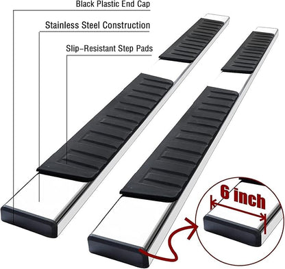 COMNOVA Running Boards Compatible with 2002-2008 Dodge Ram 1500 Quad Cab,2003-2009 Ram 2500 3500 Quad Cab, 6 Inch High Light Stainless Steel Step Bars.