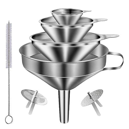 Stainless Steel Funnels for Kitchen use, Cleaning Brush.Funnel for Filling