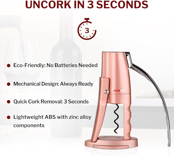 Forge Quality Compact Vertical Lever Corkscrew Wine Opener