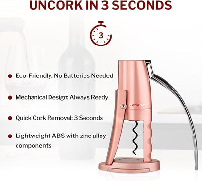 Forge Quality Compact Vertical Lever Corkscrew Wine Opener