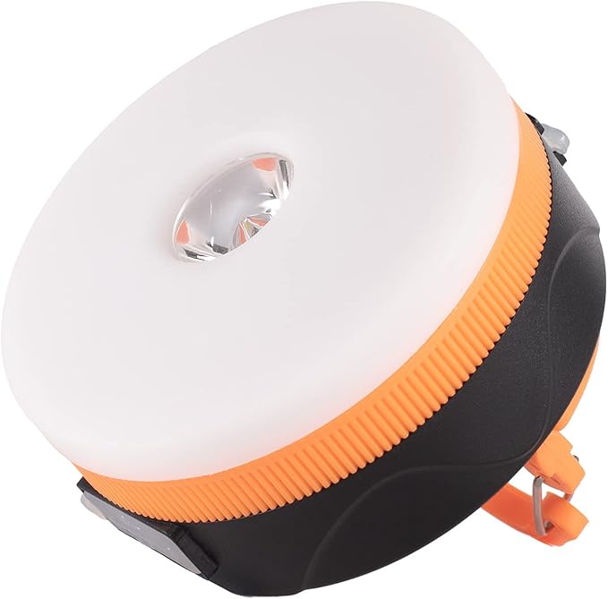 LIT-PaTH Rechargeable LED Camping Lighting Fixture Camping Lantern with Magnet Base, 1800 mAh, Survival Kit for Emergency, Hurricane, Outage, Small Orange, 1-Pack