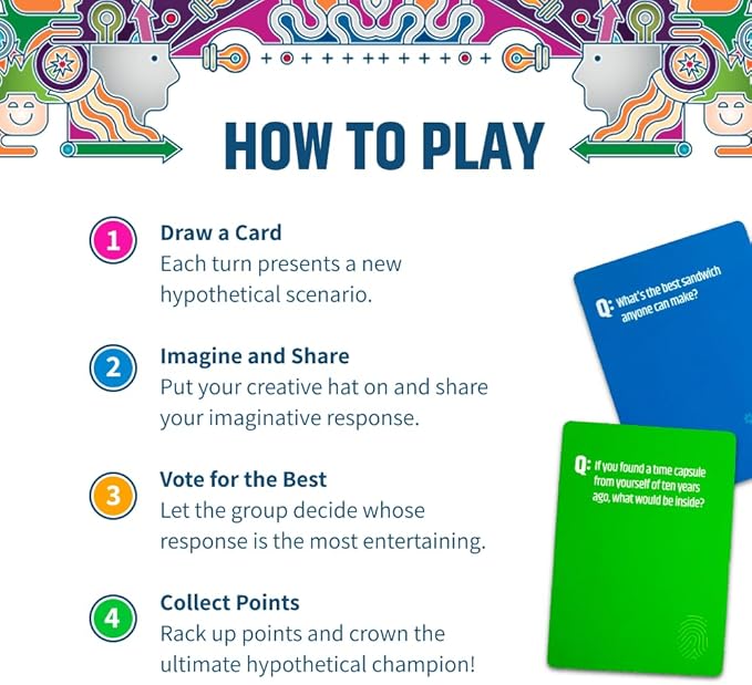 Hypothetically Fun - an Icebreaker Card Game, 350 Thought-Provoking Questions for Deeper Connections & Endless Laughs - Perfect for Game Night & Gatherings, Ages 14+
