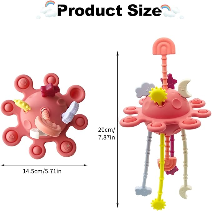 Montessori Sensory Toys for Babies 6-12 Months, Silicone Pull String Teething Toys for Baby Toys 6-12-18 Months, Infant Fidget Toys for Toddlers 1-3 Education Newborn Gifts