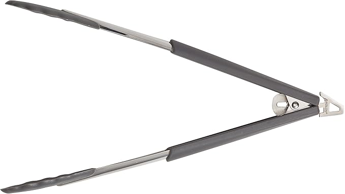 Anolon SureGrip Dishwasher Safe Nonstick Locking Cooking Tongs Set/Salad Serving Tools, 9 Inch and 12 Inch, Graphite Gray