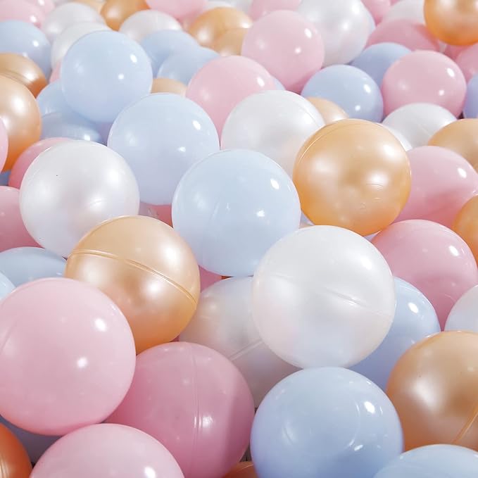 Ball Pit Balls Pack of 100 200 500 - Star and Round Set BPA Free Phthalate Free Non-Toxic Crush Proof Play Balls Soft Plastic Balls for Toddlers Baby Kids Birthday Pool Tent Party