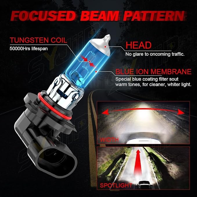 Upgraded Halogen Headlight Bulbs Compatible for Dodge Challenger 2015 2016 2017 2018 2019 2020 2022 2023, 9012 High and Low Beam Headlamp White Lights Combo, 300% Brightness, Plug N Play, 4-Pack