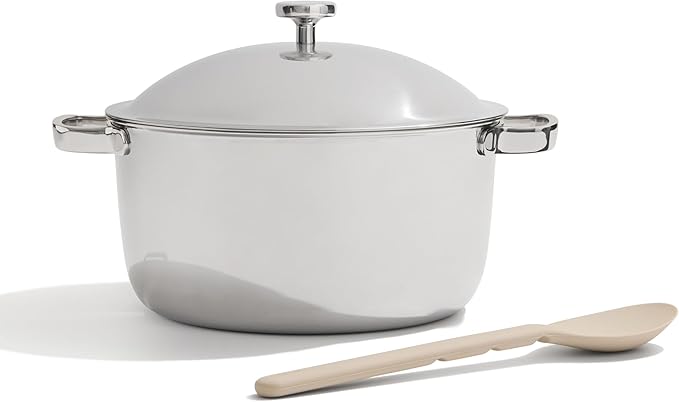 Our Place Titanium Perfect Pot Pro - 6.75 Qt No-Coating Nonstick Stock Pot | Tri-Ply Titanium & Stainless Steel | Oven-Safe up to 1000°F & Compatible with All Cooktops | Includes Spoon | Chrome