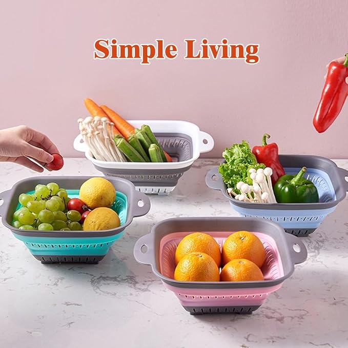 LogFaadCoi 3 Pcs Collapsible Colander and Strainer, Silicone Strainer Colanders
