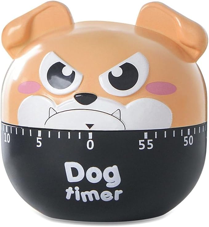 Cute Dog Kitchen Timer Manual Mechanical Rotating Alarm 55 Minutes Countdown