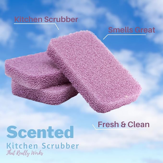 Peachy Clean Silicone Dish Sponge Scrubbers, Fresh & Clean Scent, Non-Scratch