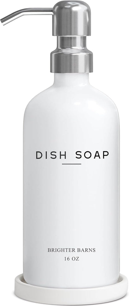 White Glass Dish Soap Dispenser