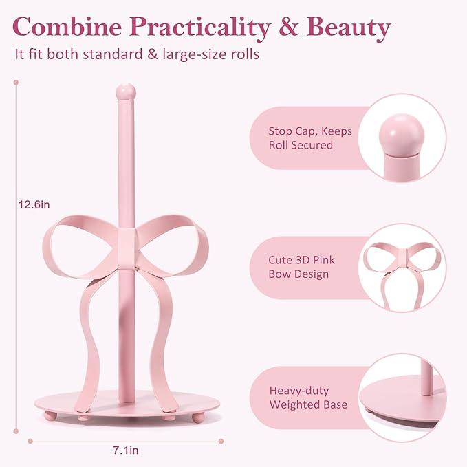 Pink Bow Paper Towel Holder Coutertop
